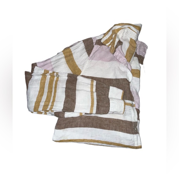 Rachel Zoe 100% Linen Striped Shirt Dress Tunic Medium Bust Boho resort - Picture 6 of 9